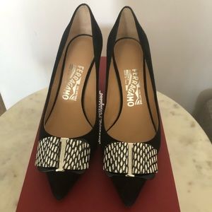 Salvatore Ferragamo Black Suede Heels